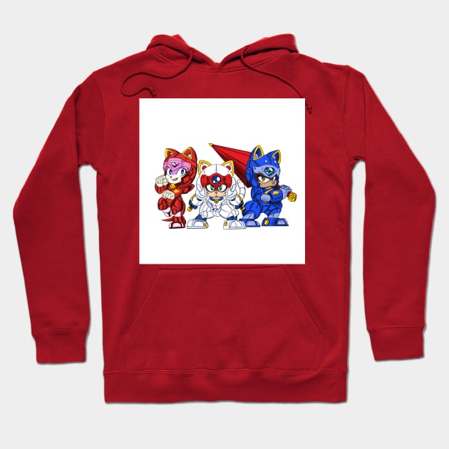 samurai pizza cats ecopop art in japan style wallpaper Hoodie by jorge_lebeau